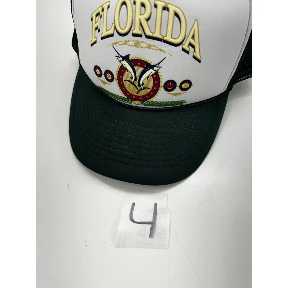 Mohrs Snapback Trucker Hat Florida Mesh Adjustable Rope Cap White Green Vintage